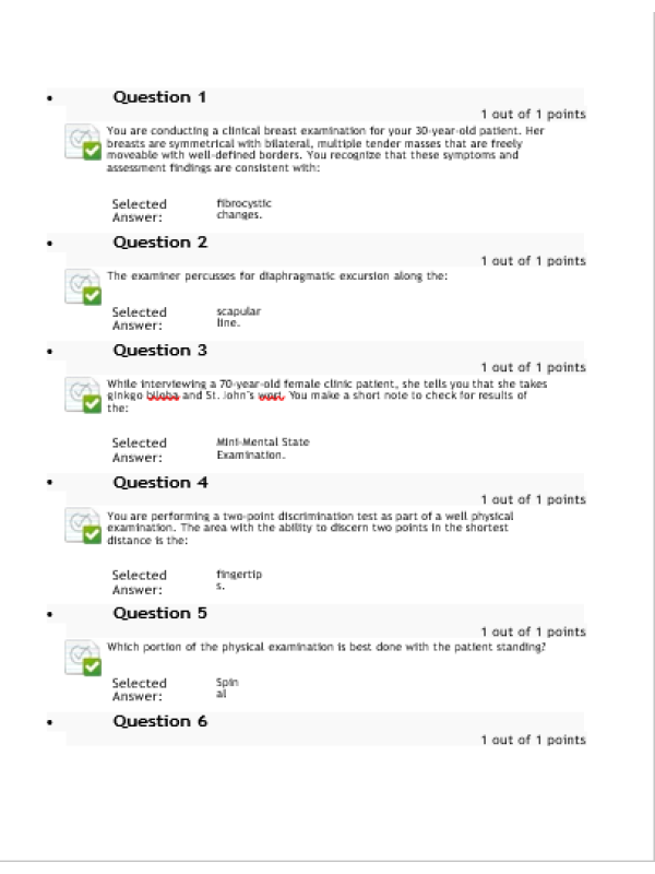 NURS 3020 Final Exam (100 out of 100 Point)